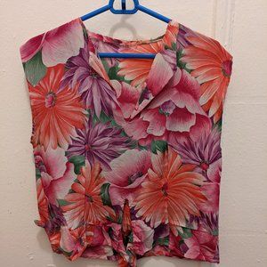 Vintage Pink floral silk top